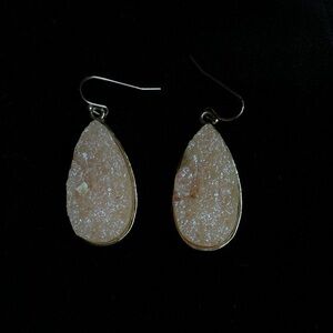 Teardrop Druzy Stone Earrings in Pale Pink